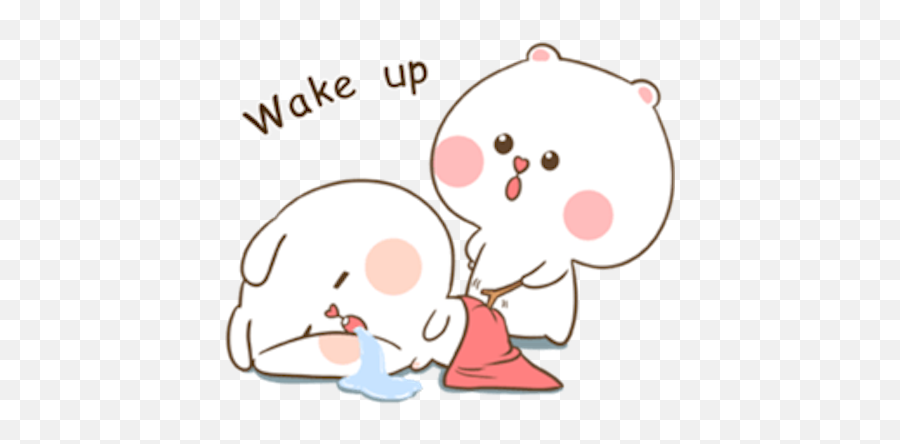 Puffy Bear And Rabbit - Wake Up Cute Sticker Emoji,Tuagom Puffy Bear Emoticon