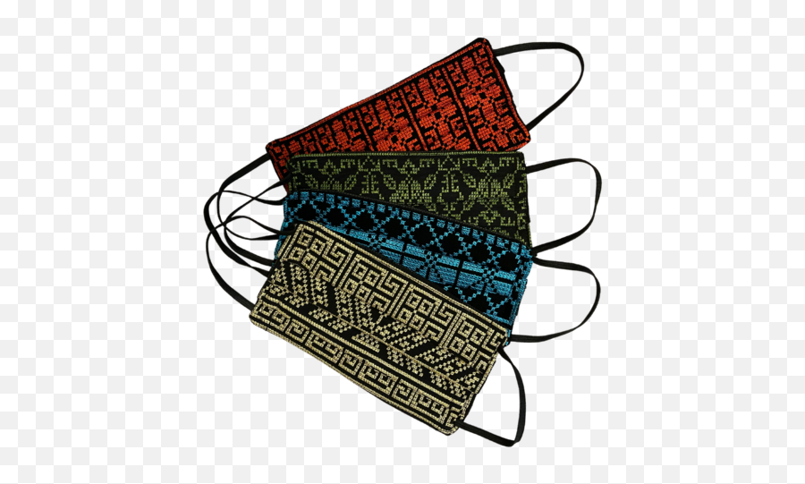 4 - Pack Of Palestinian Embroidery Masks Red Green Blue Palestinian Embroidery Masks Emoji,Embroidery To.ear Emotions