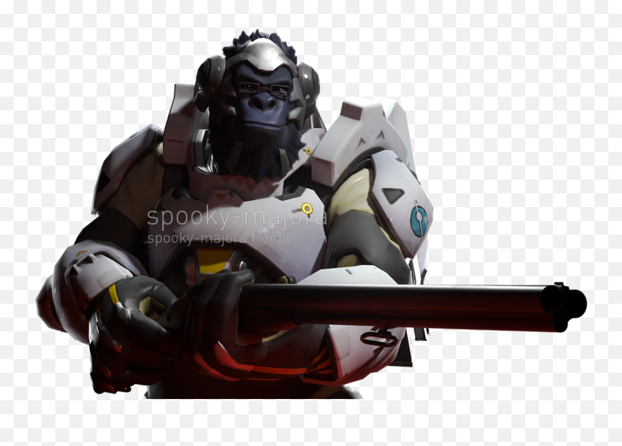 In The Game Early Development Winston - Winston With A Gun Overwatch Emoji,Winston Overwatch Emoticon