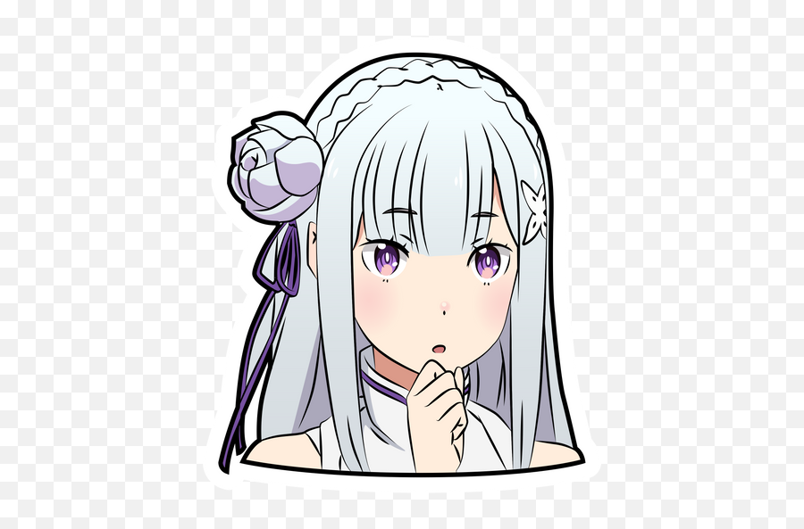 Rezero Cute Emilia Sticker - Sticker Mania Emoji,Stone Head Emoji Transparent