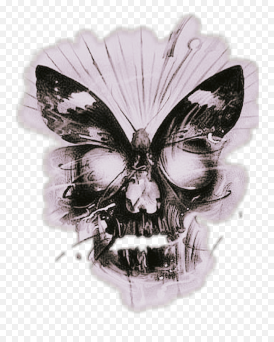 Skull Butterfly Tattoo Death Sticker By Marras Emoji,Death Skull Emoji