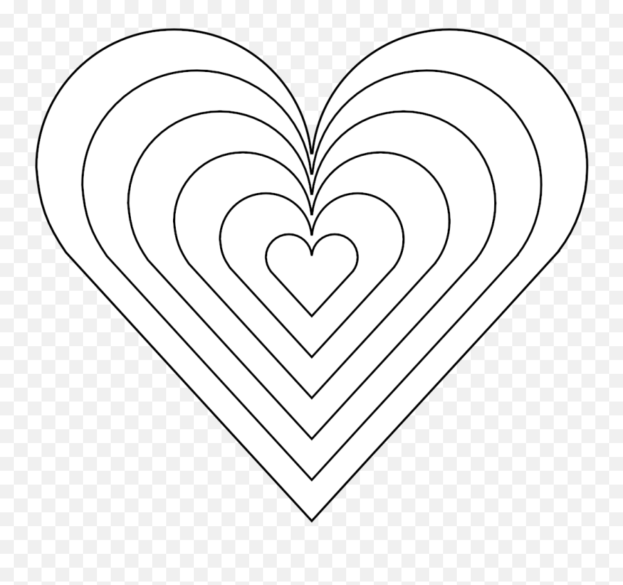 View And Download Hd Color Heart Black White Line Art 999px - Rainbow Heart Color Page Emoji,Heart Eye Emoji Coloring Page
