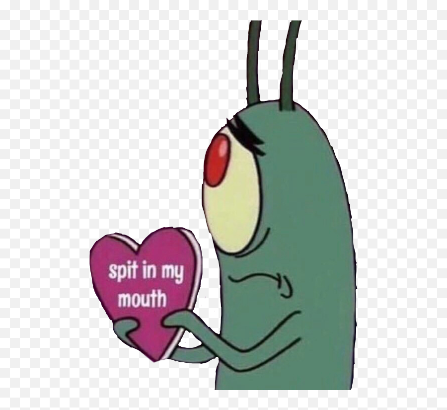 Love Plankton Spongebob Hearts Spitinmymouth Cute Freet - Freaky Flirty Stickers For Snapchat Emoji,Spongebob Emoji Download