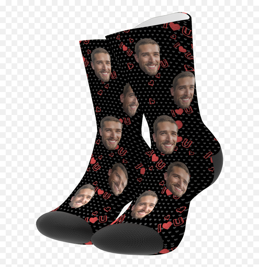 Custom Face On Love Crew Socks - Socken Mit Gesicht Bedrucken Emoji,Emoji Socks Men