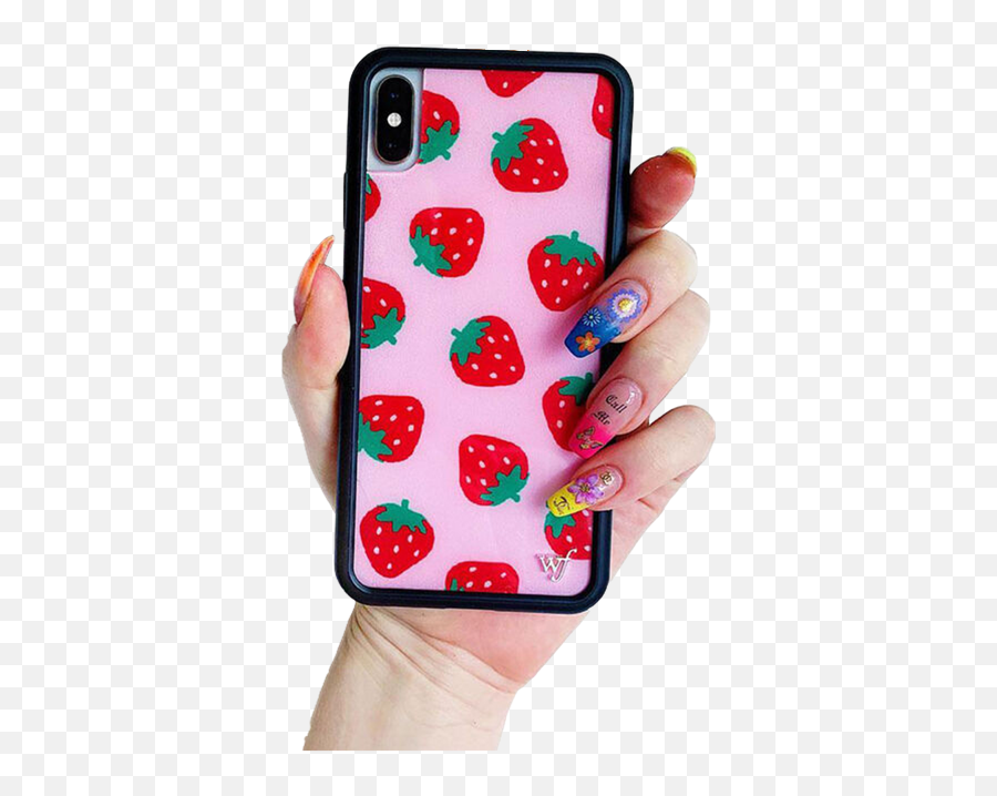 Iphone Iphonex Phone Holdingphone Sticker By Haley - Wildflower Strawberry Case Emoji,Emoji Sticker Phone Case