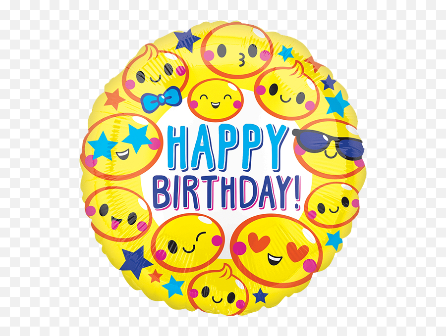 Happy Birthday Emoticon Fun 22 - Round Happy Birthday Smiley Face Emoji,Happy Birthday Emoticon