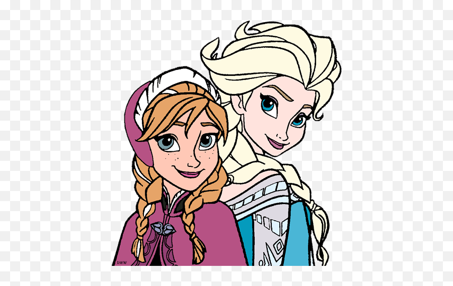 Anna And Elsa Clip Art - Clip Art Library Frozen Anna And Elsa Colouring Page Emoji,Desenho Emotions Whatsapp