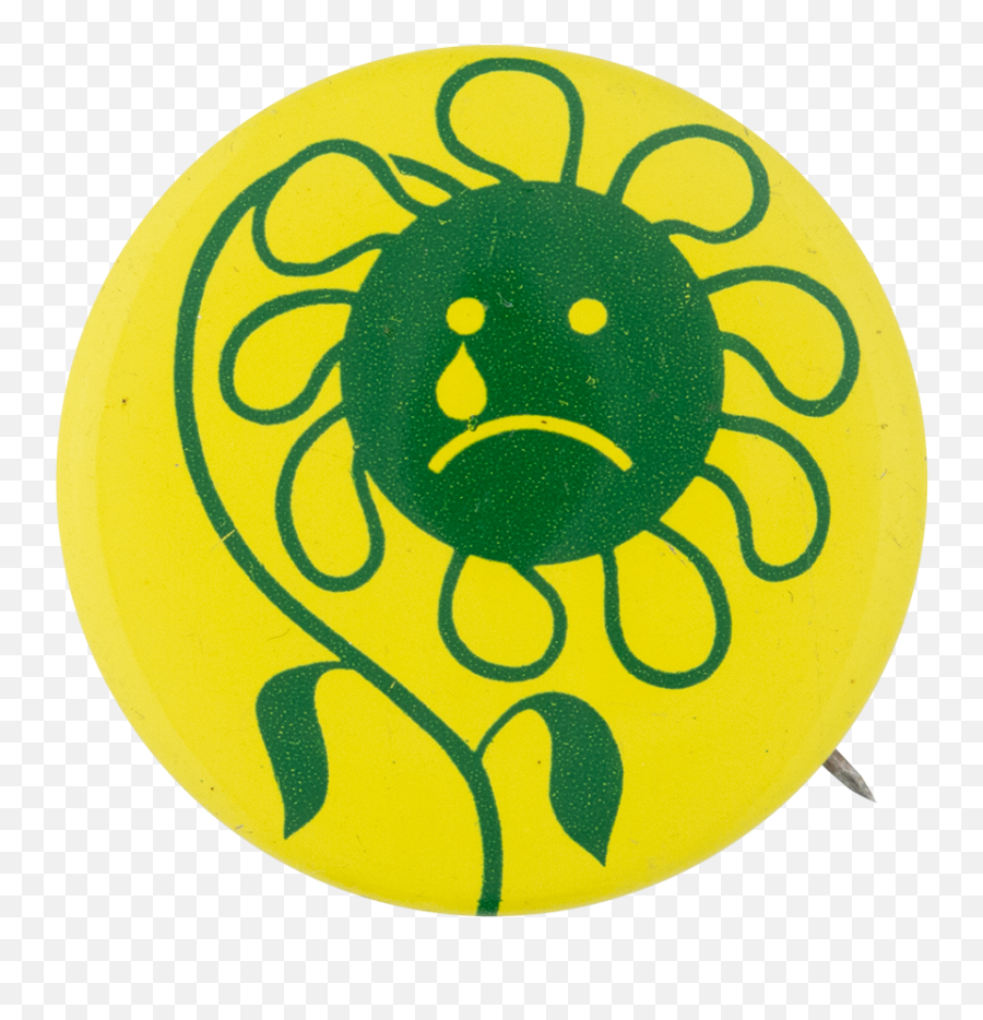 Download Hd Sad Green Flower Smileys Button Museum - Circle Emoji,Flowwe Face Emoticon