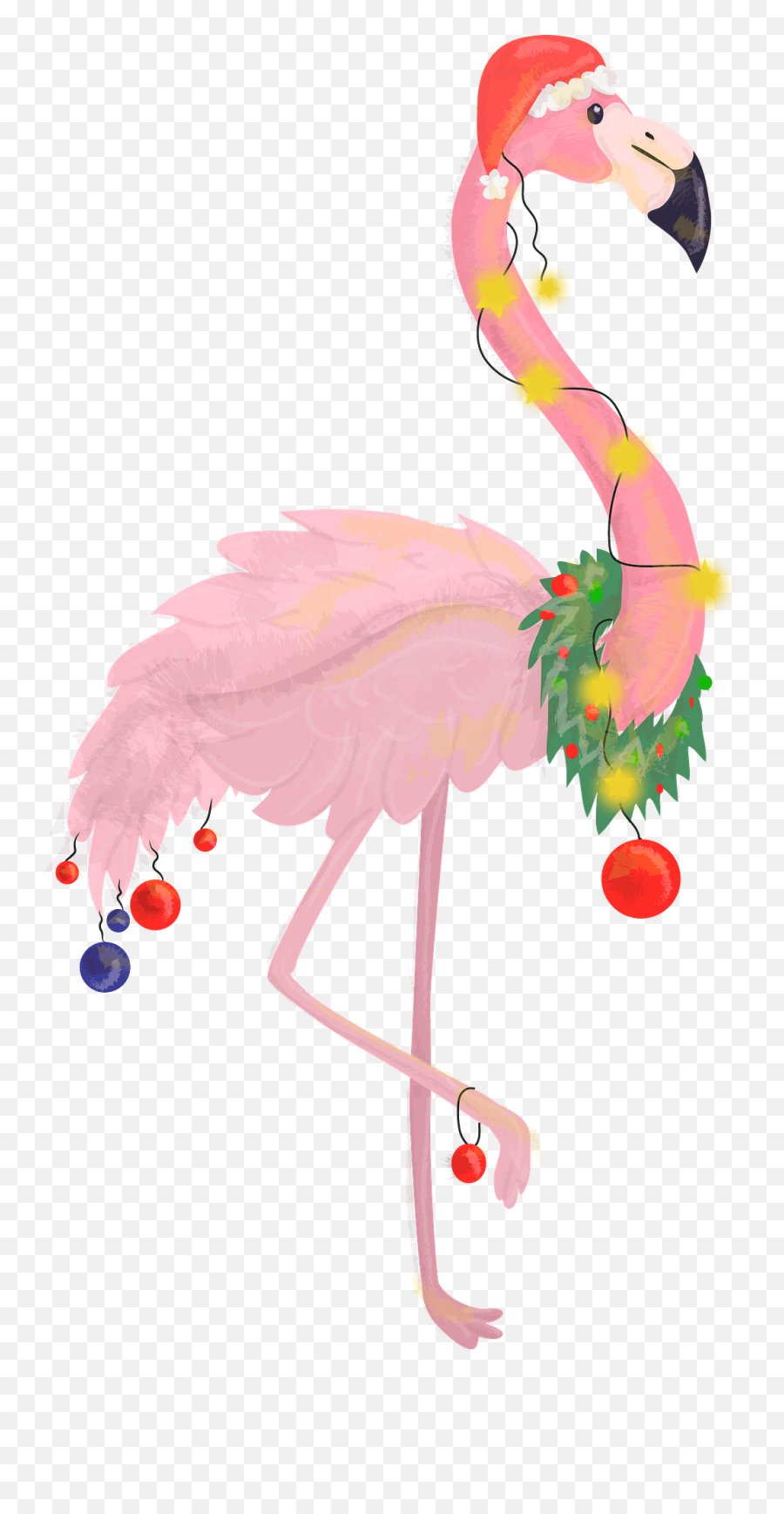 Christmas Flamingo Clipart - Pink Flamingo Christmas Png Emoji,Flamingo Emoji