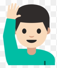 Light Skin Tone Emoji - Happy,Raised Hand Man Emoji