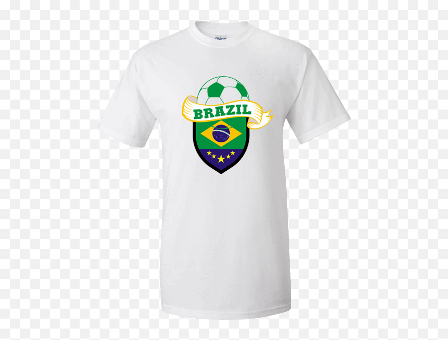 Brazil World Cup 2018 Spirit Tee Various Designs - Gildan White Shirt Plain Back Emoji,Bubbles Lion Emoticon