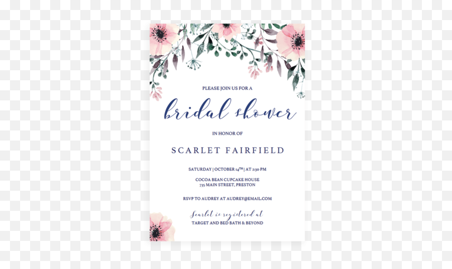 Floral Wishes For The Bride And Groom - Wedding Reception Invite Template Emoji,Wedding Emoji Pictionary