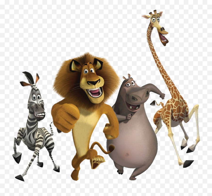 Cartoon Happy Running Animals Madagascar Characters - Alex Gloria Marty Melman Emoji,Cartoon Emotions Animals