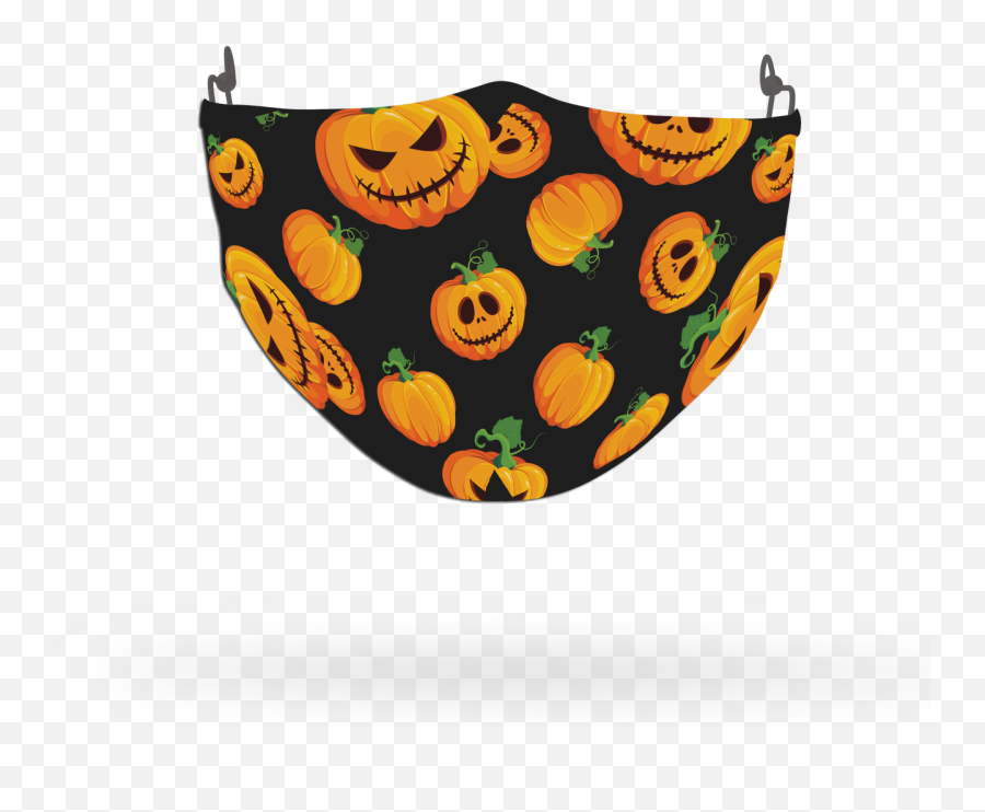 Horror Pumpkin Pattern Face Covering Print 3 - Calabaza Emoji,Emoji Pumpkin Templates
