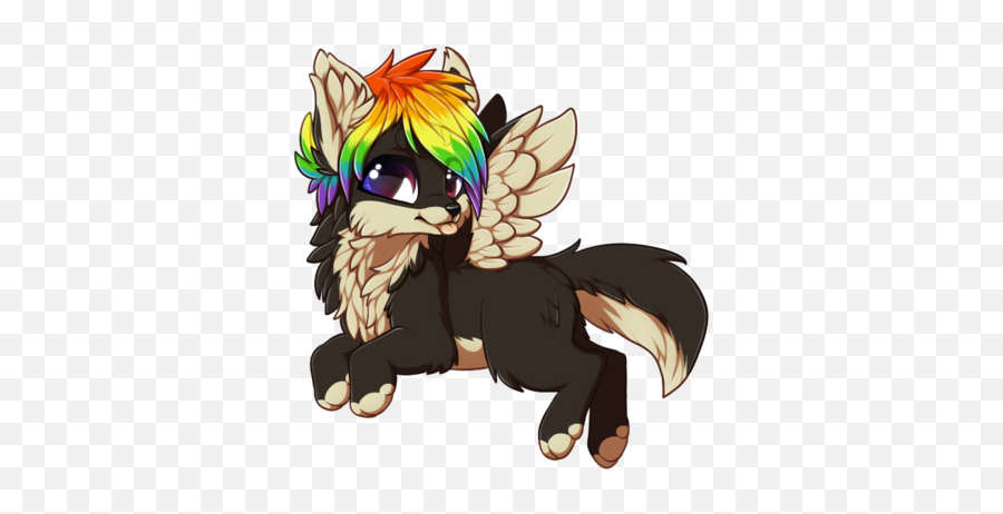 Rainbow Flyin Wolf Image - Kawaii Lps Drawing Emoji,Rainbow Emojis Wolf