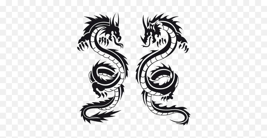 Background Dragon Tattoos - 8195 Transparentpng Black And White Dragon Drawing Tattoo Emoji,Art Emoji Tattoo