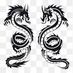 Background Dragon Tattoos - 8195 Transparentpng Black And White Dragon Drawing Tattoo Emoji,Art Emoji Tattoo