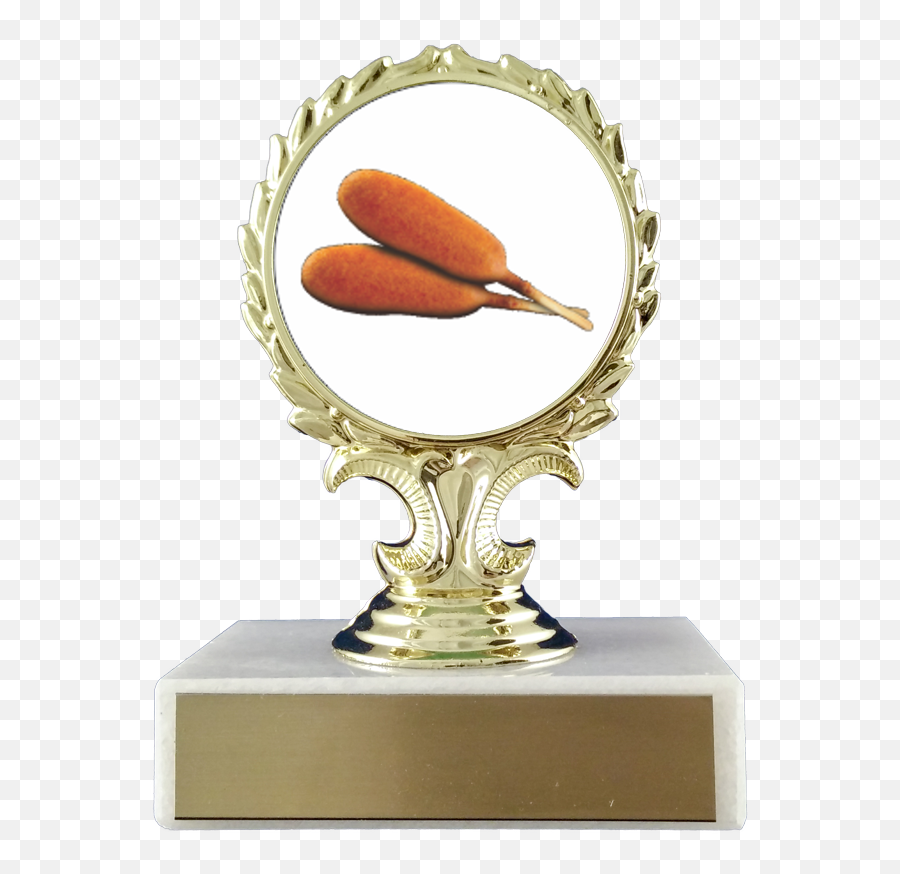 Corn Dogs Logo Trophy On Flat White - Trophy Emoji,Corn Dog Emoji