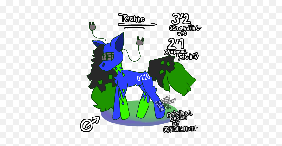 Pony Techo Green Blue Male Image - Language Emoji,Uterus Emoji