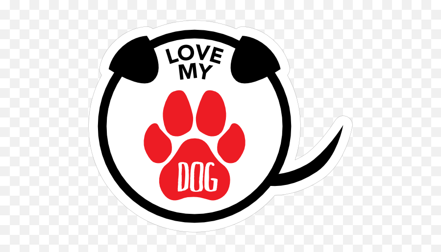 I Love My Dog Puppy Paw Circle With Tail Sticker - Love Dogs Sticker Transparent Emoji,Emojis Puppies In Love