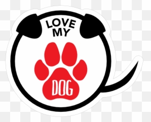 I Love My Dog Puppy Paw Circle With Tail Sticker - Love Dogs Sticker Transparent Emoji,Emojis Puppies In Love