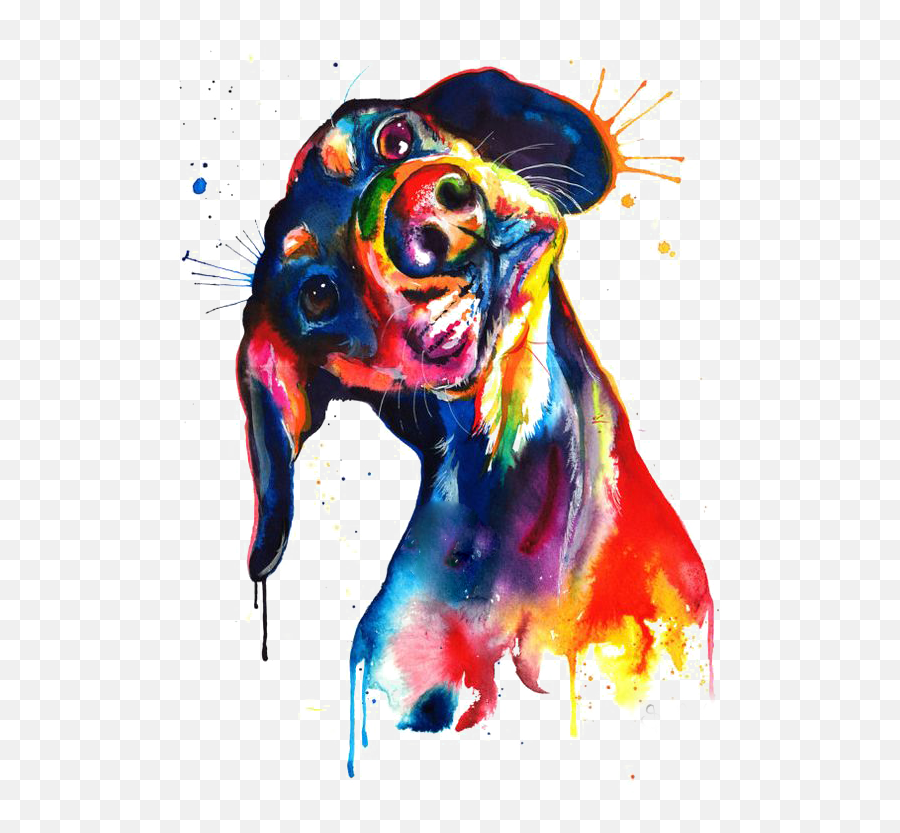Download Canvas Watercolor Print Puppy Painting Dachshund - Watercolor Dachshund Painting Emoji,Dachshund Emoticon