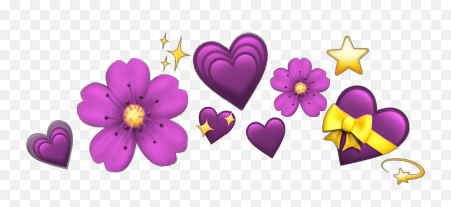 Crown Flower Heart Emoji Sticker By Strawberrykisses - Purple Heart Emoji Crown,Purple Heart Emoji Png