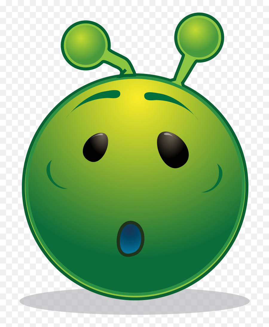 Smiley Green Alien O Oh - Emoticon De Color Verde Emoji,:o Emoticon