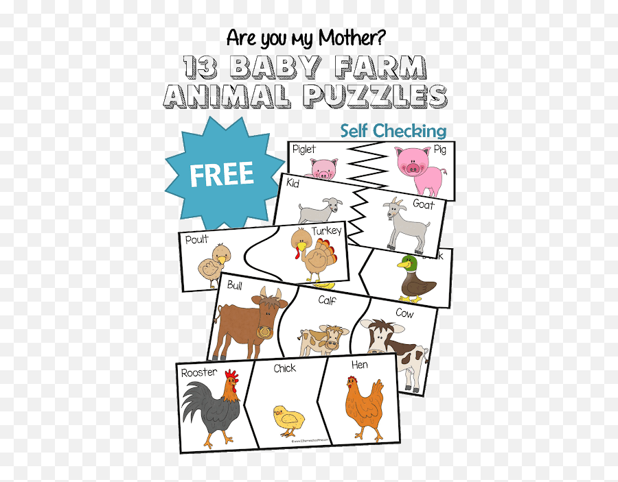 Farm Animals And Their Babies Printables Puzzles - Baby Farm Animal Puzzle Emoji,Emotion Matching Worksheet