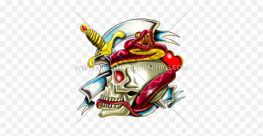 Tattoo Skull And Snake Production Ready Artwork For T - Scary Emoji,How To Draw A Chibi Skull Emoticon In Photoshop
