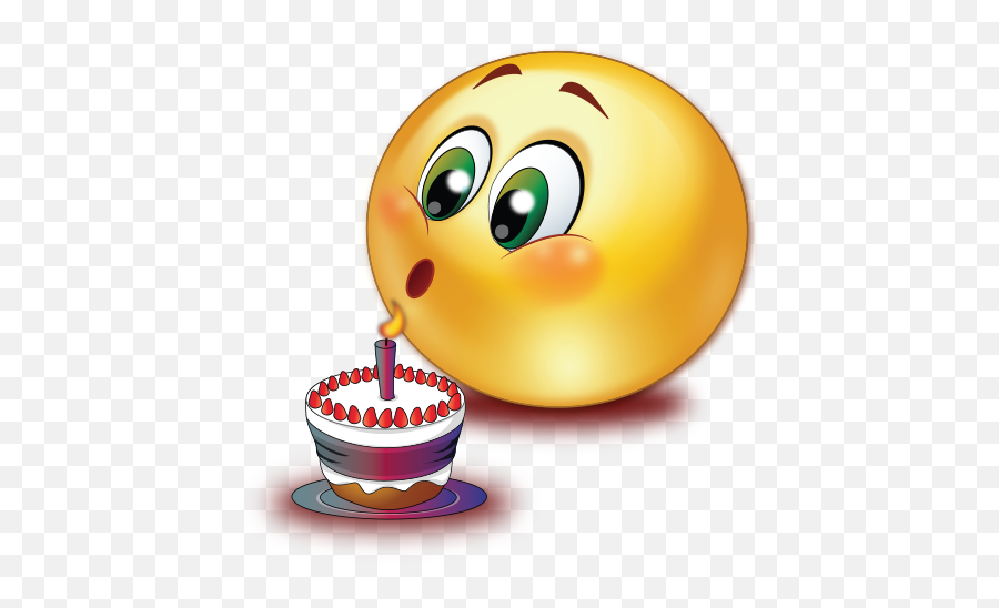 Birthday Cake Blowing Candle Emoji - Birthday Smiley Emoji,Birthday Emoji