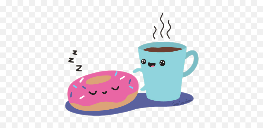 Coffee Doughnut Kawaii Sticker - Coffee And Donut Gif Emoji,Kawaii Tea Set Emoji