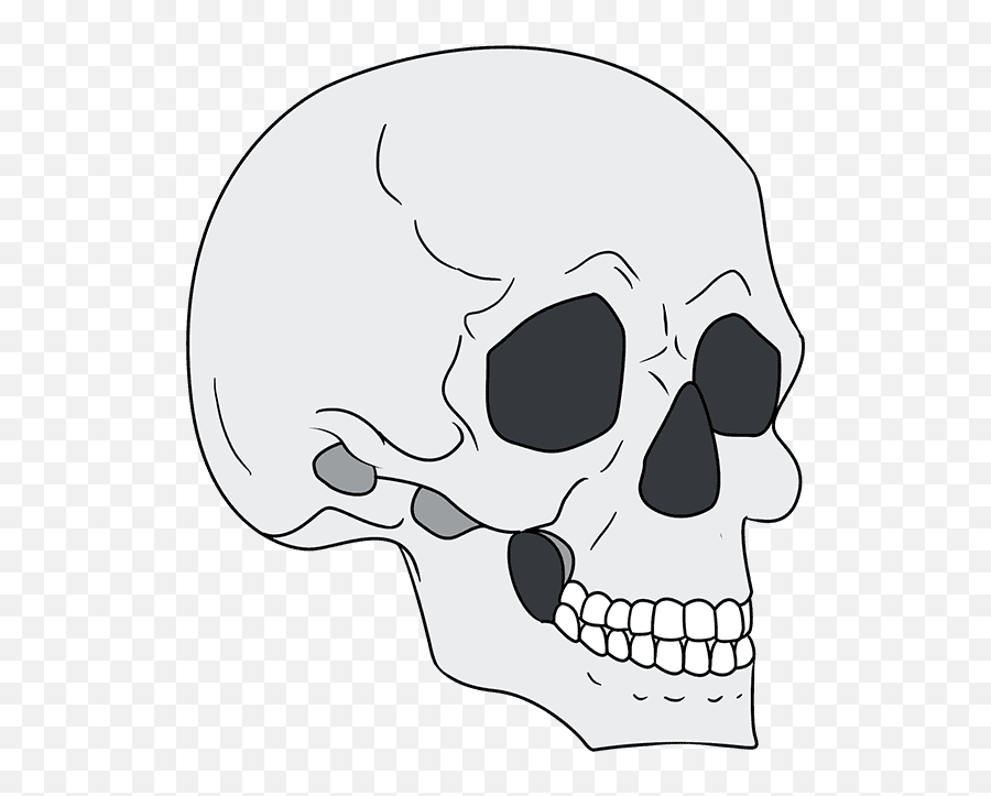 How To Draw A Skull In 34 View - Really Easy Drawing Tutorial Easy Cool Drawing Scary Emoji,Skull & Acrossbones Emoticon