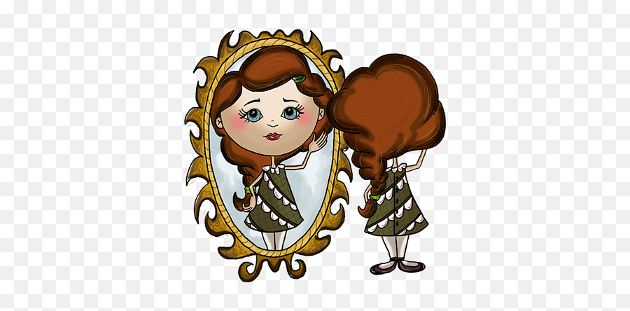 Girls Reflection Sticker - Reflejo En Espejo Png Emoji,Emoji Valance