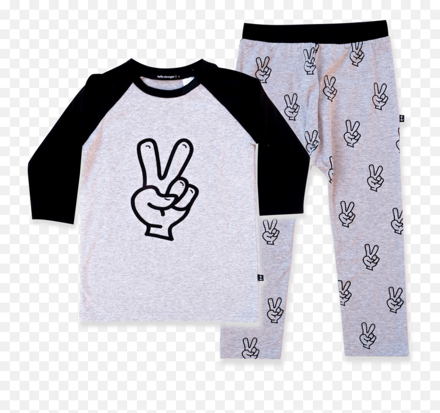 Hello Stranger Peace Winter Pjs - V Sign Emoji,Boys Emoji Pyjamas