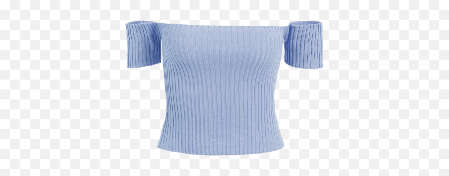 Off The Shoulder Rib Knit Crop Top - Light Blue Off The Shoulder Crop Top Emoji,Emoji Crop Top And Skirt