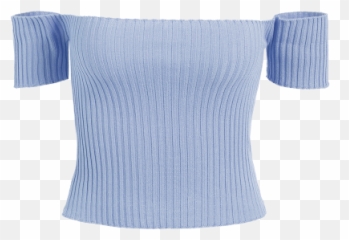 Off The Shoulder Rib Knit Crop Top - Light Blue Off The Shoulder Crop Top Emoji,Emoji Crop Top And Skirt