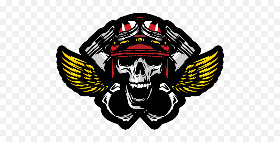 Aviator Skull With Gold Wings Sticker - Sticker Decals For Motorcycle Emoji,Skeleton Emojis And Flower Emojis