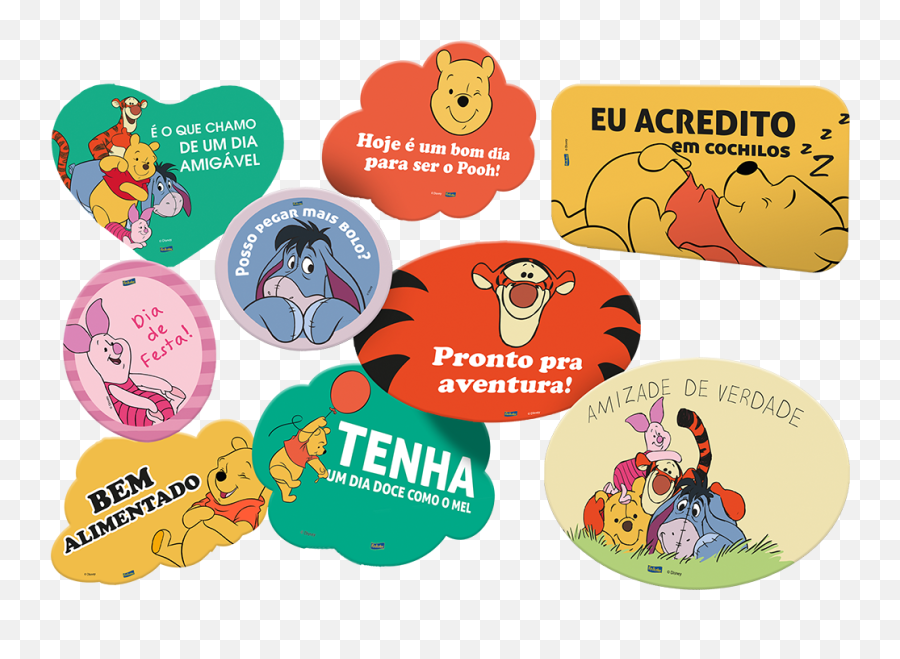 Kit Placas Pooh E Sua Turma Pacote Com 9 Unid - Jf Lembranças Happy Emoji,Carinhas Emoticons Plaquinhas