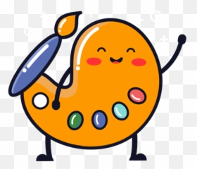 Cute Paint Palette Cartoon - Dibujos Animados De Pintura Emoji,Paint Pallet + Explosion Emoji