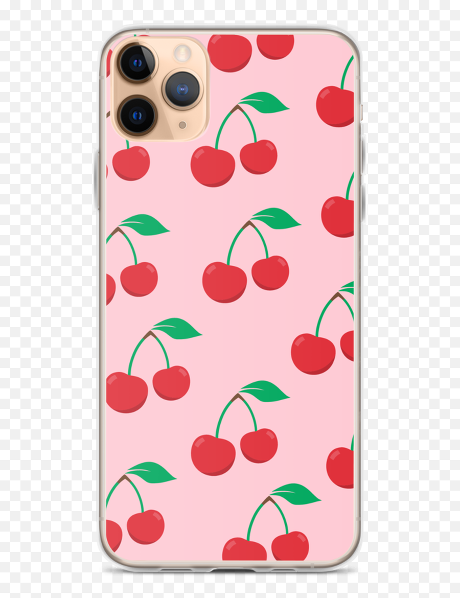 Cherry Red Pattern On Pink Iphone Case - Iphone Xs Emoji,For Emojis What Is A Flag Plus A Queen