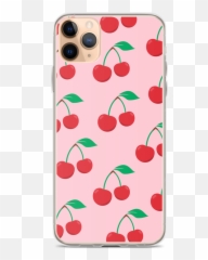 Cherry Red Pattern On Pink Iphone Case - Iphone Xs Emoji,For Emojis What Is A Flag Plus A Queen
