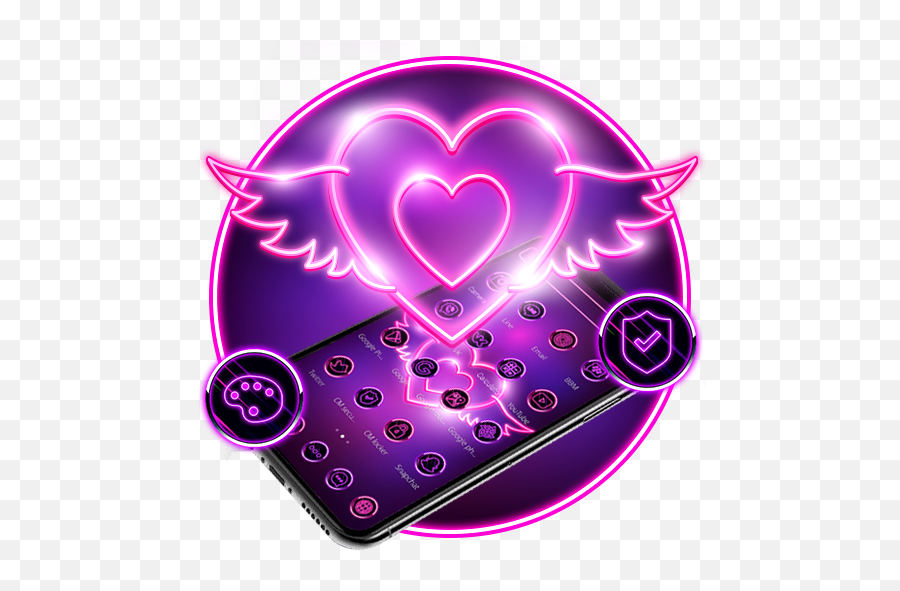 Valentine Day Neon Heart Theme Apk 112 - Download Apk Emoji,Valentine's Day Emoji With No Background