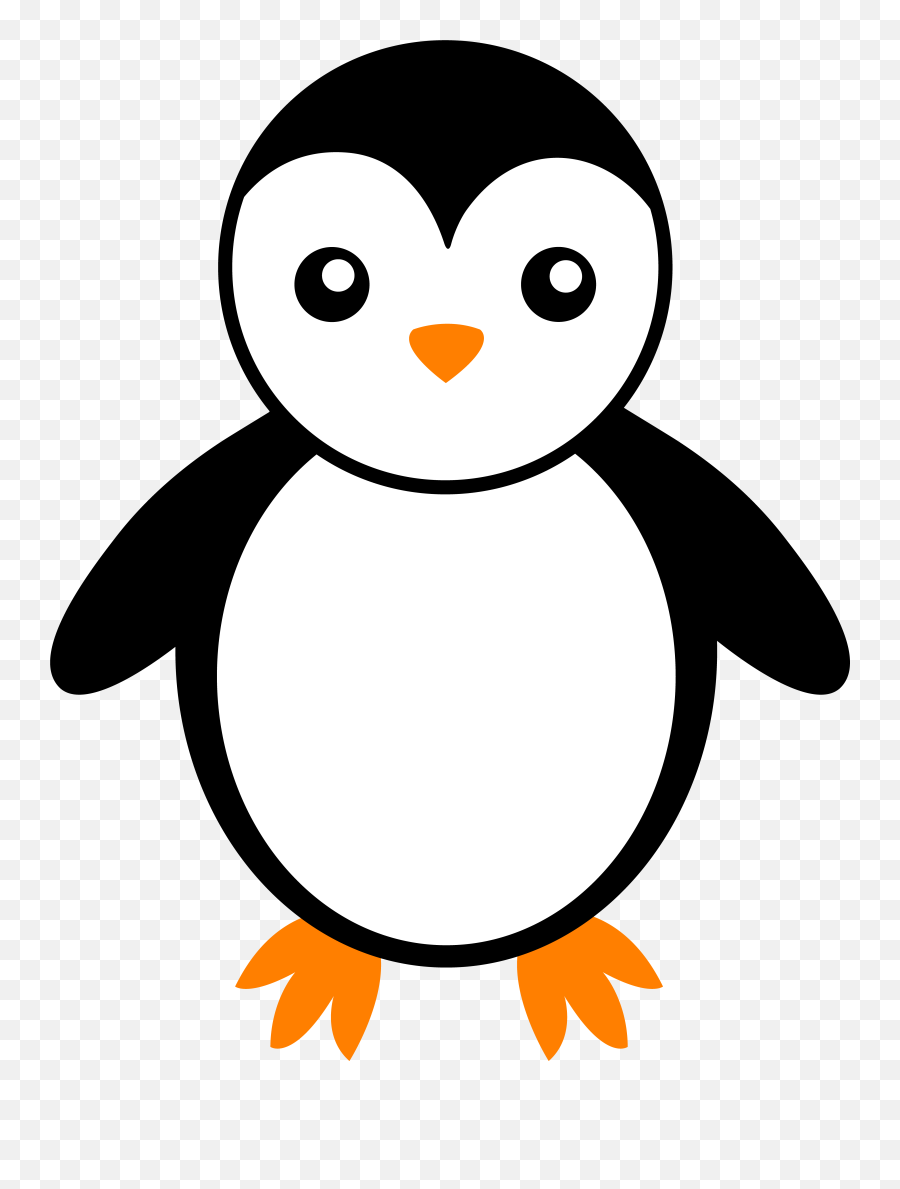 Black And White Penguin - Free Clip Art Penguin Coloring Cute Penguin Clipart Black And White Emoji,Penguins Emoticons