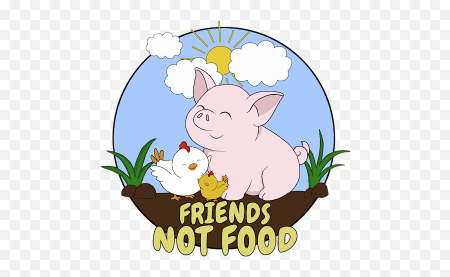 Pig Friend Not Food Clipart - Full Size Clipart 5524863 Chicken And Pig Cute Cartoon Emoji,Cow And Coffee Cup Emoji