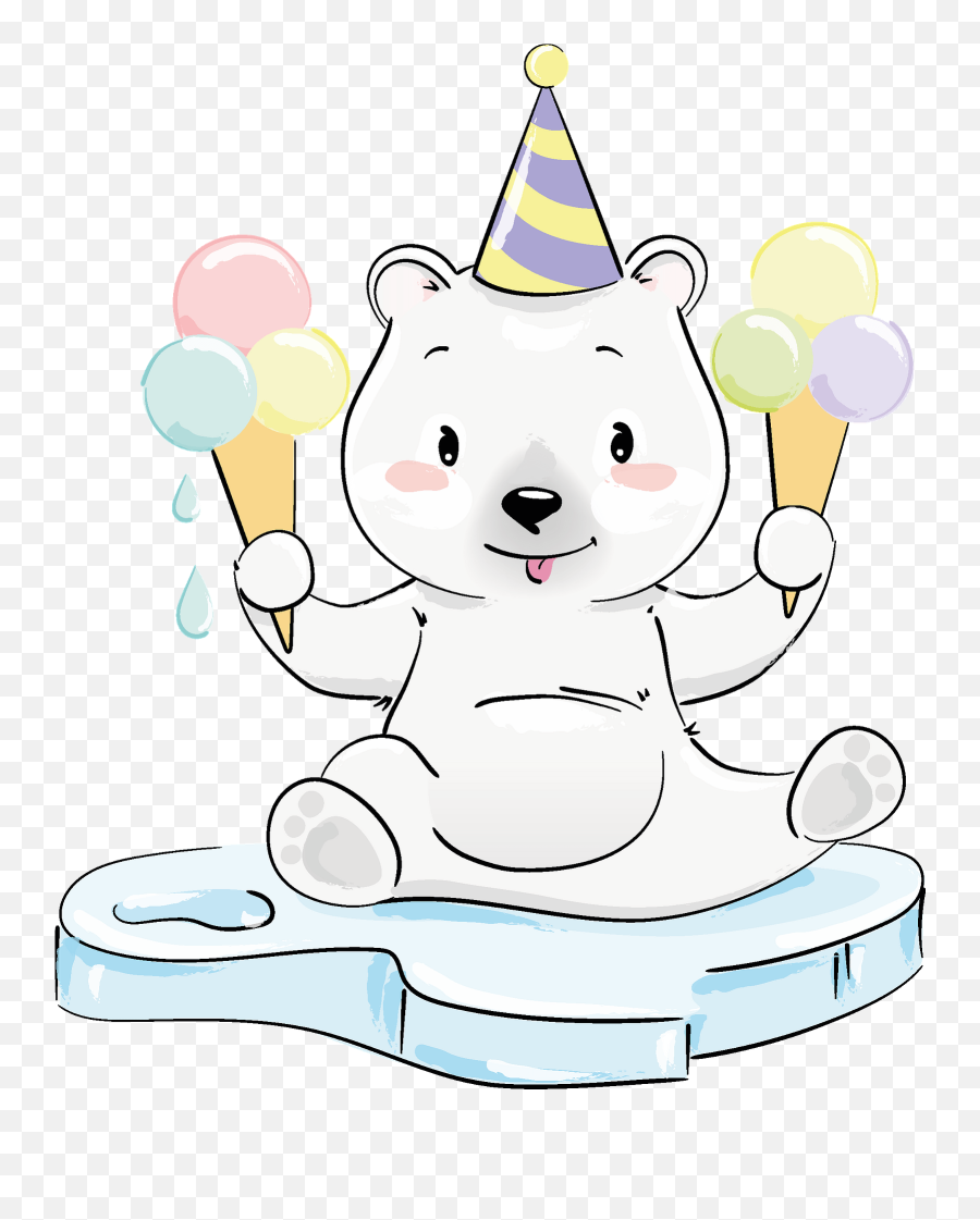 Cute Polar Bear With Ice Cream Clipart Free Download - Happy Emoji,Cream The Rabbit Emojis