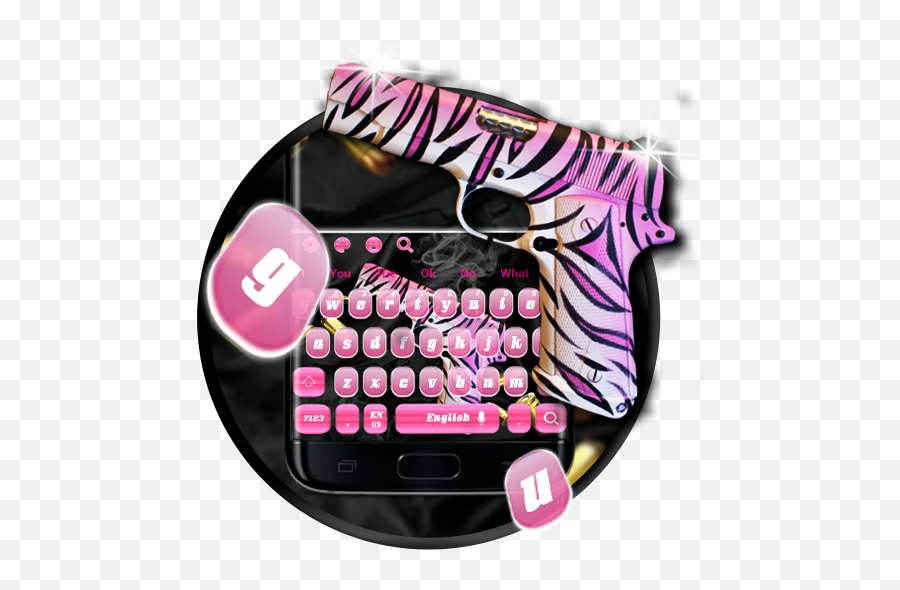 Pink Crook Pistol Keyboard Theme - Telephony Emoji,Gun Emoji Android