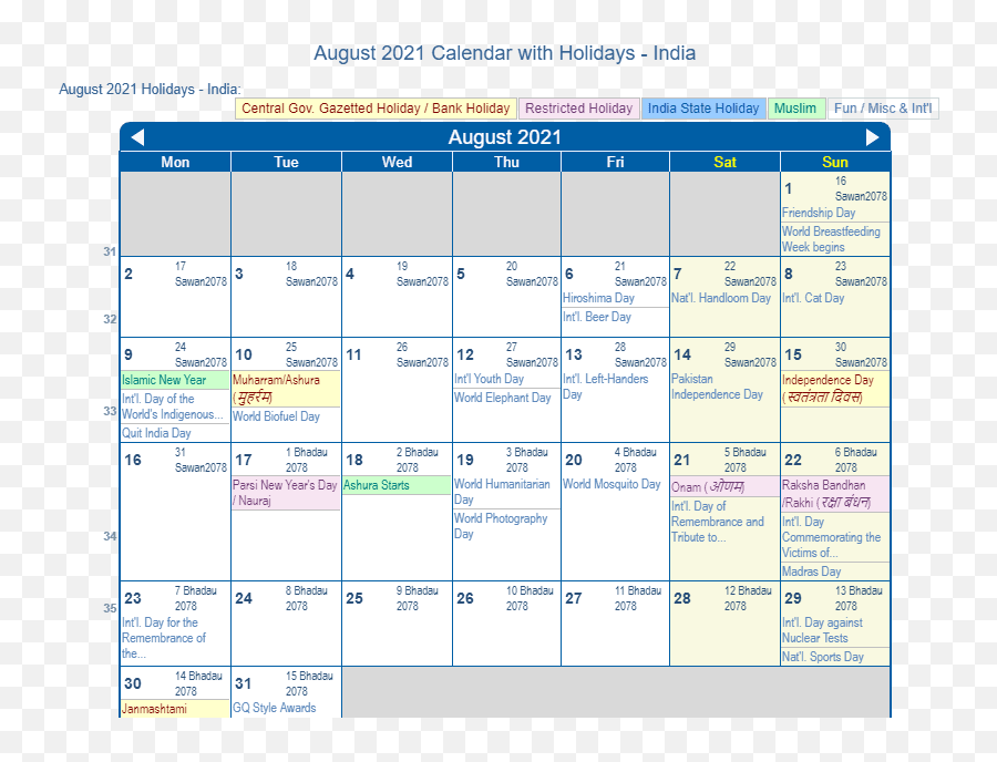 August 2021 Calendar With Holidays - India November 2019 Holidays India Emoji,India Independece Day Emojis