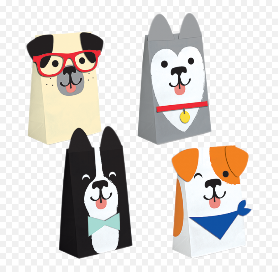Dog Party Paper Treat Bags 20cm X 11cm 8 Pack - Amscan Emoji,Emoticons Party Supplies
