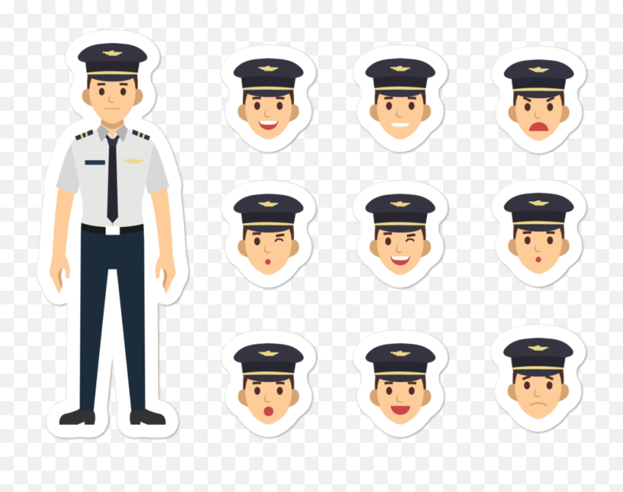 Pilot Dress Up Sticker Set Emoji,Dress Emoji Transparent